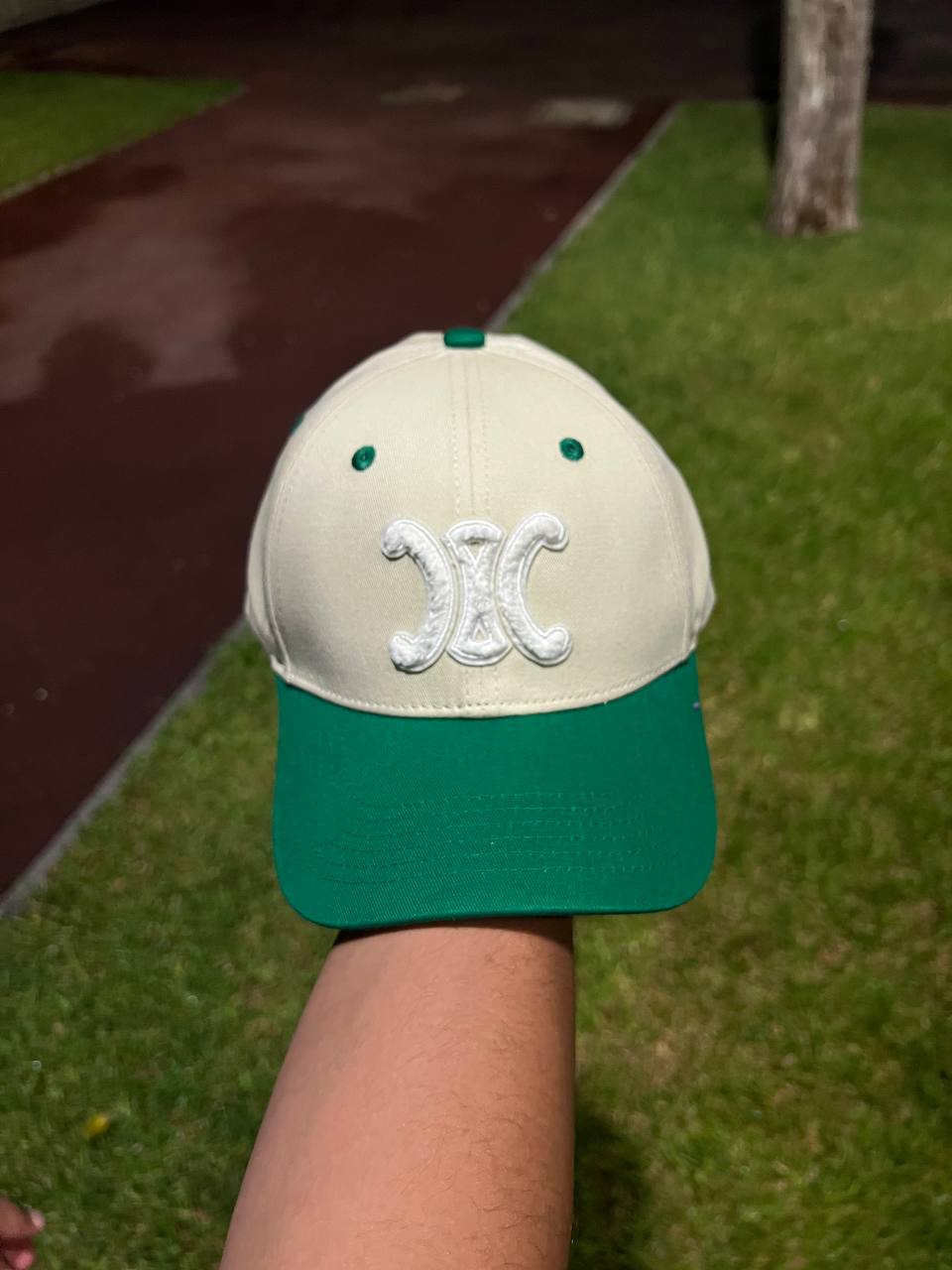 Celine Paris Cap Green + Beige
