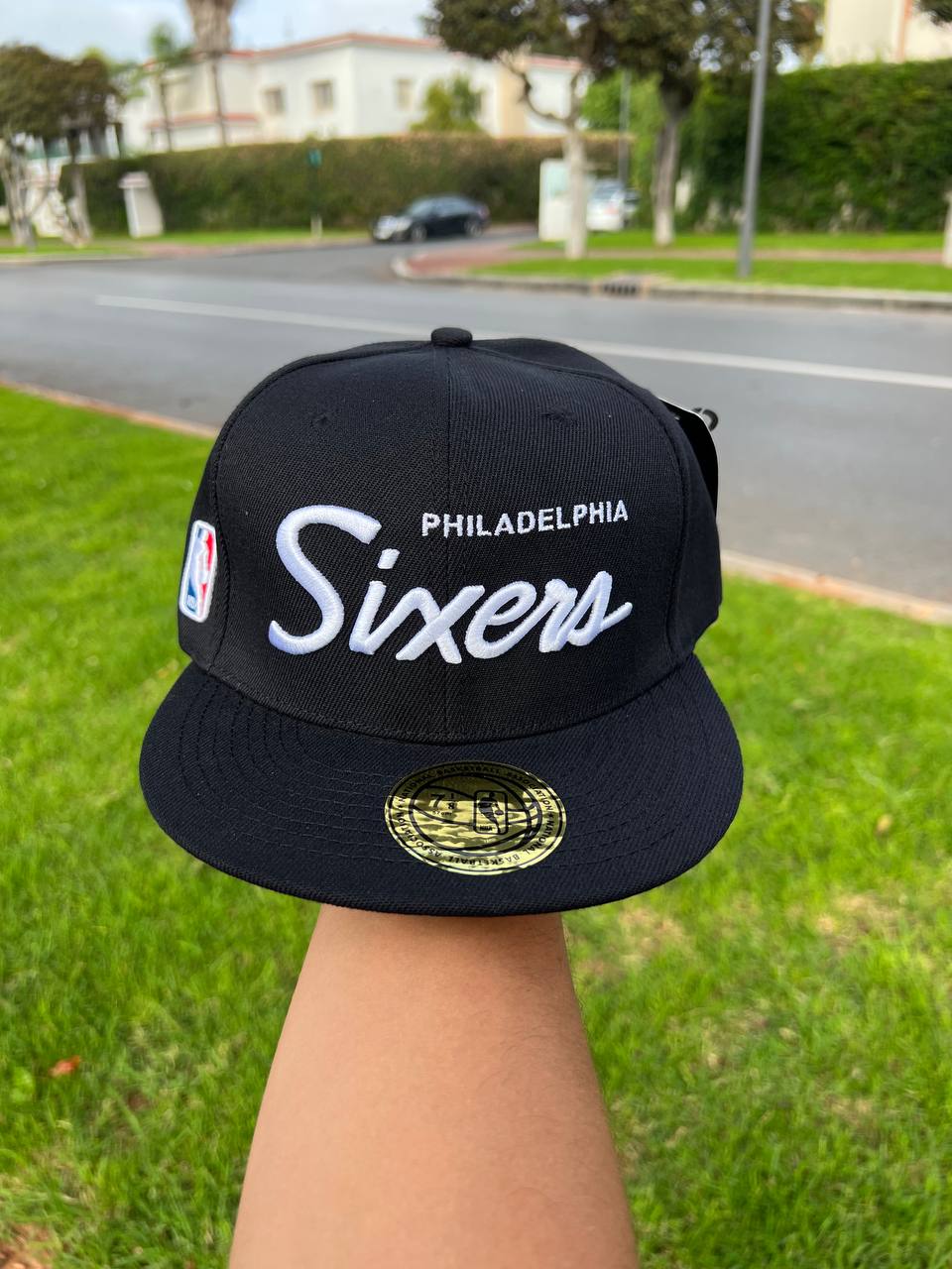 mens Mitchell & Ness NBA PHILADELPHIA SIXERS SMU SCRIPT SNAPBACK HAT