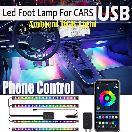 Led Foot Lamp For Cars Ambient Light RGB Usb App. Wireless Remote Music Control Automotive Interior Decorative Lights