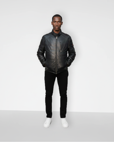 Jacket cuir panther noir