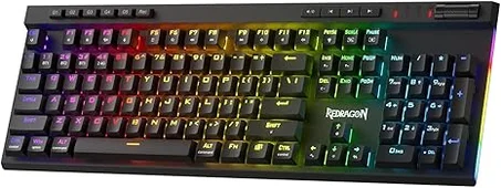 Redragon K580 PRO teclado inalámbrico RGB para juegos, teclado mecánico de 104 teclas con 3 modos y enchufe intercambiable en caliente, controles multimedia dedicados y grabación de macro a b
