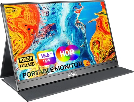 MNN Monitor portátil de 15.6 pulgadas FHD 1080P USB C HDMI Gaming, pantalla IPS ultradelgada con cubierta inteligente y altavoces, HDR Plug&Play, monitor externo para laptop, PC, teléfono, Ma