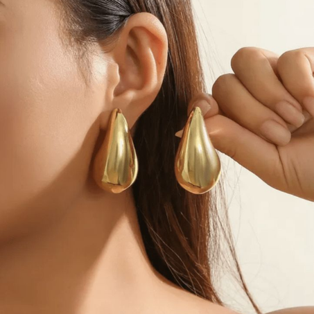 Boucles d'Oreilles gouttes d'eau en Or 18 Carats