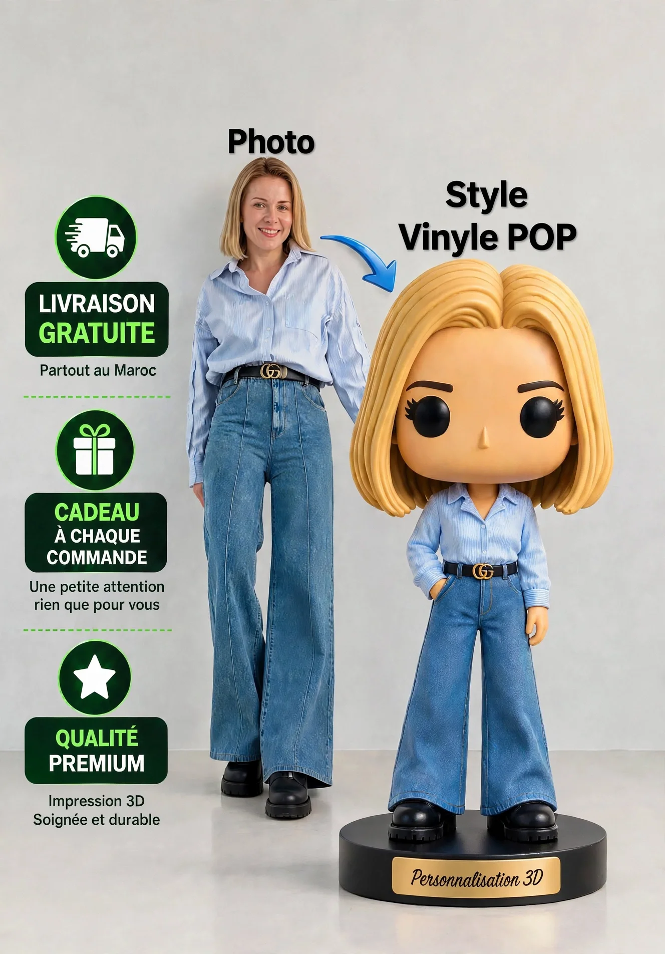 Figurine Personnalisée style vinyle POP