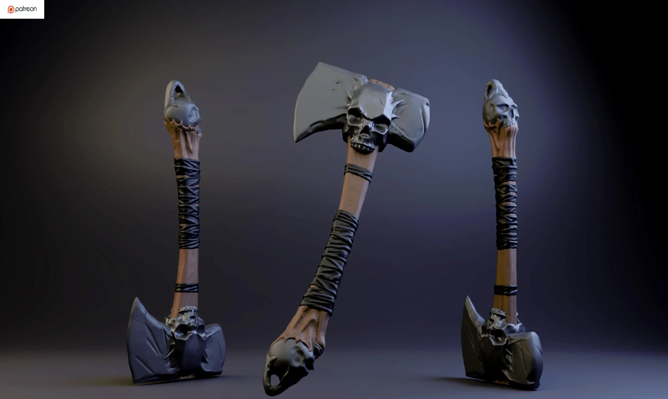 Porte-clé Hache à tête de mort