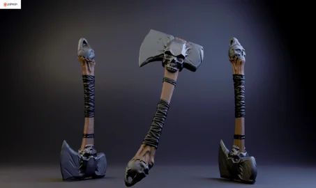 Porte-clé Hache à tête de mort