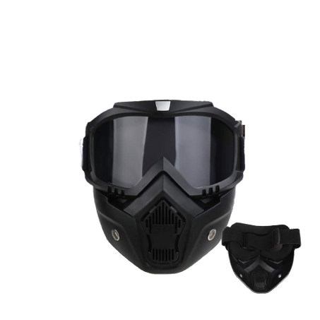 Pro Biker Masque facial de moto rétro, Masque de protection Moto - Fumé