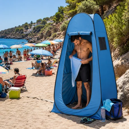 الخيمة الفورية المحمولة لتغيير الملابس والاستحمام في البحر والطبيعة 🏕️☀️