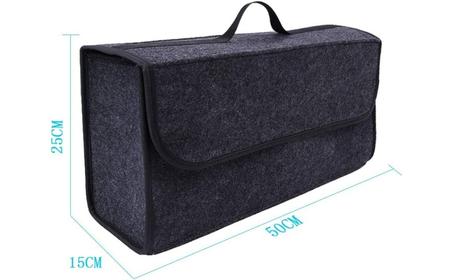 صندوق تخزين ناعم للسيارة، حامل ومنظم ملحقات السيارة للتخزين، ملائم لصندوق السيارة لون رمادي غامق، من سلفا