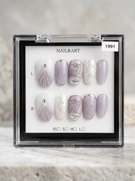 Press On Handcrafted Nails - Pearly Cold Velvet