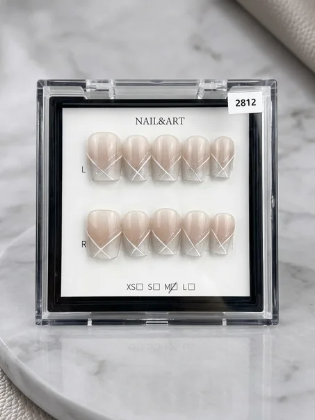 Press-On Gelly Nails - Kaki French