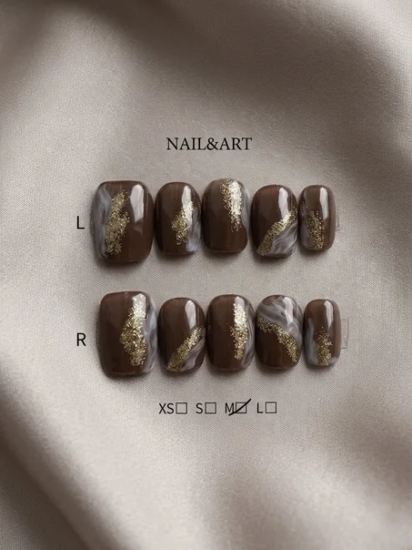 Press-On Gelly Nails - Chocolate Marble
