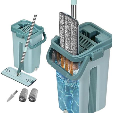 Serpillière avec seau pour nettoyage professionnel,+4 Vadrouille Auto-nettoyant