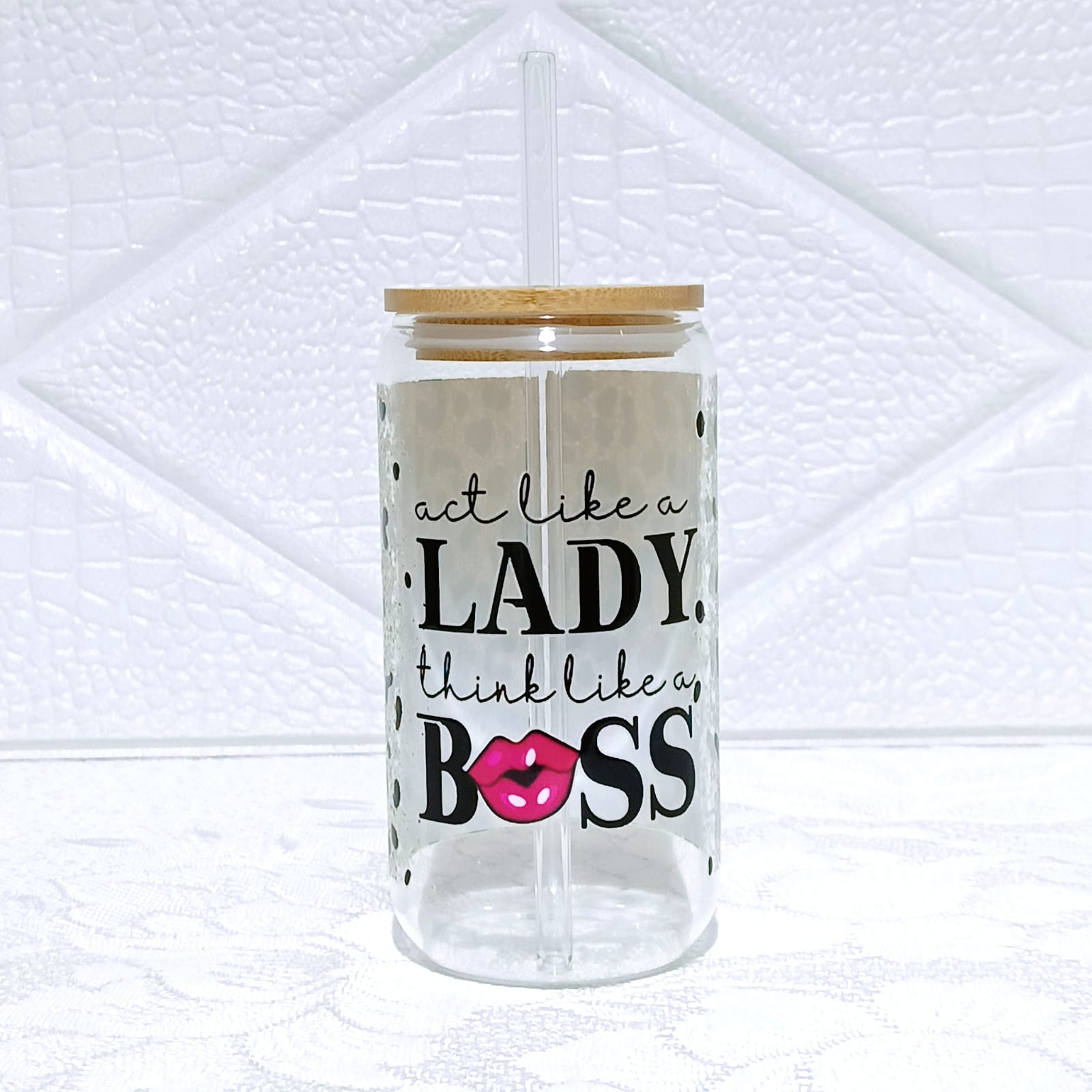 Act Like A Lady Think Like A Boss Glass Can 455ml (Brown)