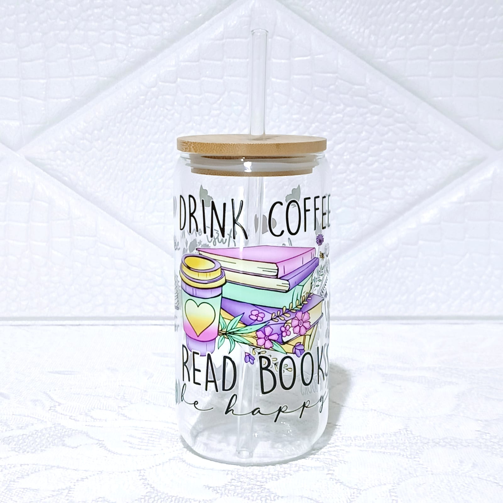 Drink Coffee Read Books Glass Can 455 ml