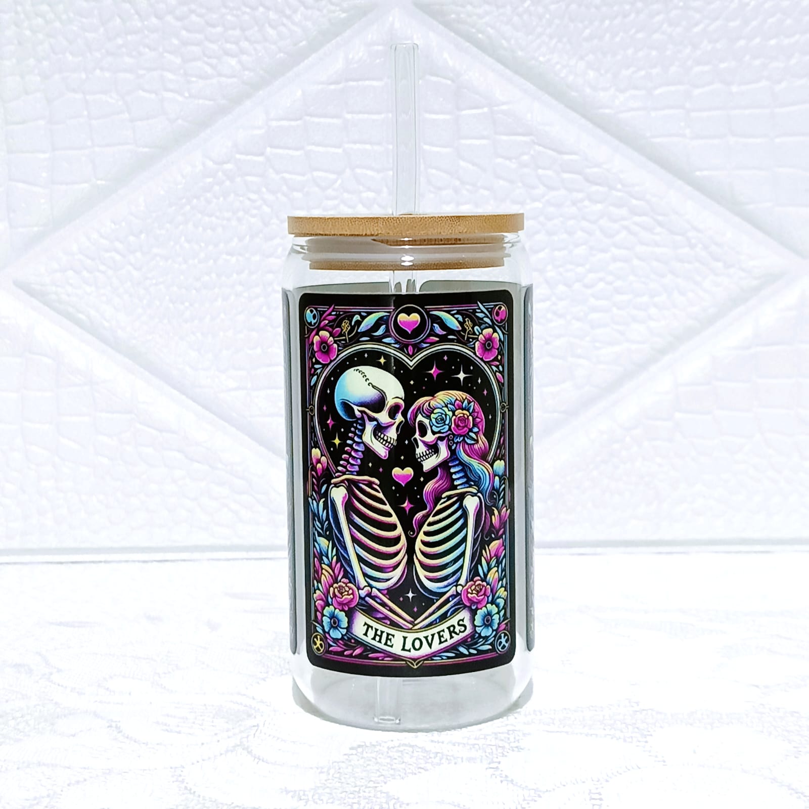 The Lovers Tarot Card Glass Can 455ml
