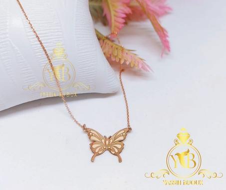 Collier papillon Rosé