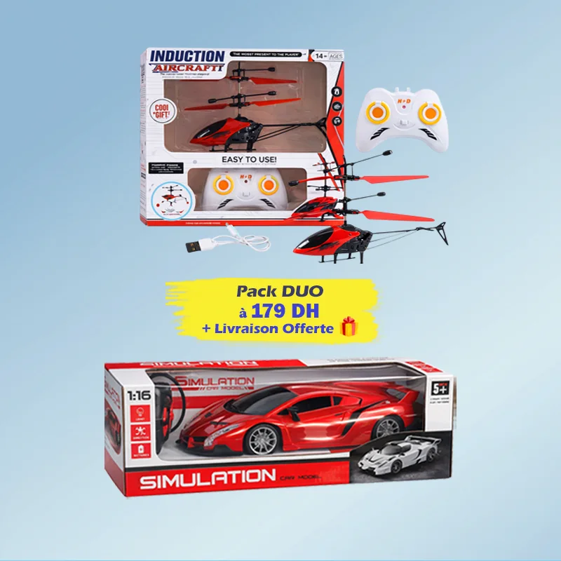 Pack DUO – Hélicoptère + Voiture RC