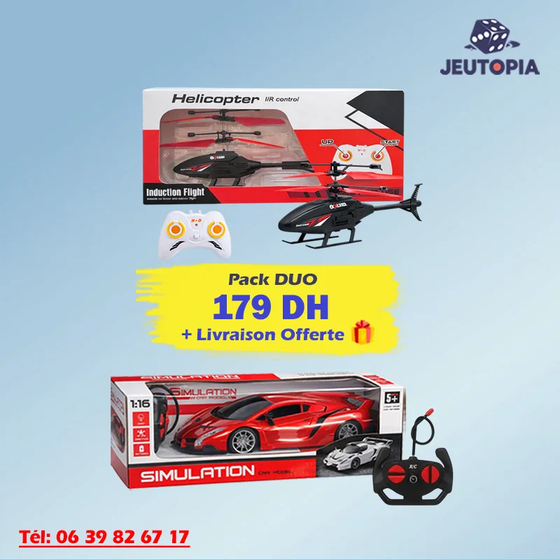 Pack DUO – Hélicoptère + Voiture RC