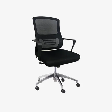 Siège de salle de réunion avec base traîneau chromée et maille respirante