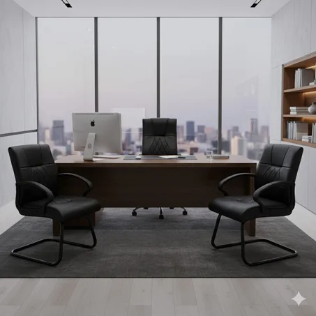 Ensemble fauteuil direction et visiteurs coloris noir