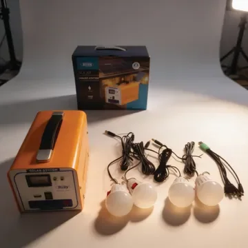 محطة طاقة شمسية محمولة مع 4 لمبات LED - الحل الأمثل للرحلات والطوارئ
