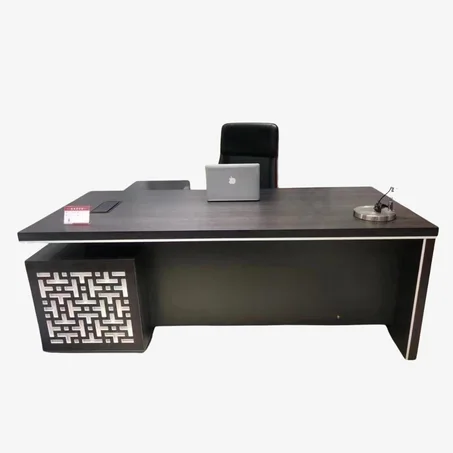 Bureau de direction élégant noir mat avec motif décoratif