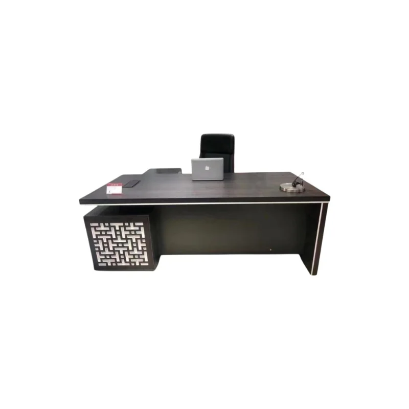Bureau de direction élégant noir mat avec motif décoratif