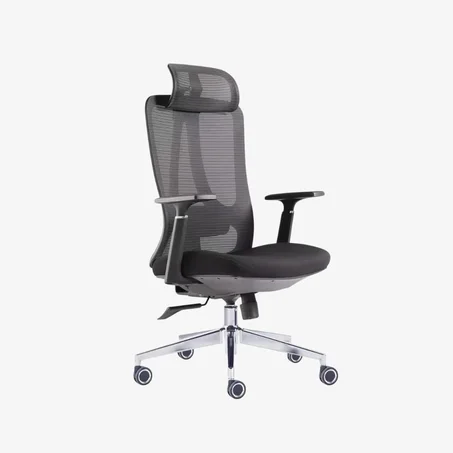 Chaise de bureau haut dossier en maille technique avec appui-tête ergonomique