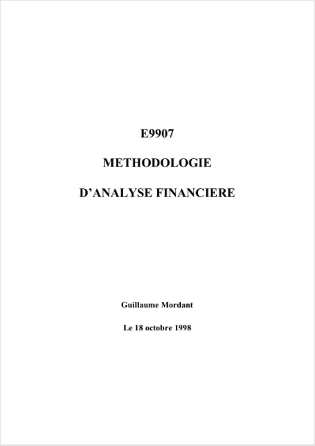 Méthodologie de l'analyse financière