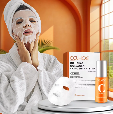 قناع الكولاجين مع عبوة فيتامين سي