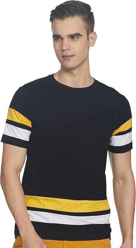 تي شيرت رجالي بقصة عادية بقصة صلبة