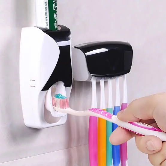 DISTRIBUTEUR AUTOMATIQUE DE DENTIFRICE AVEC PORTE-BROSSE À DENTS MURAL - Édition Compacte