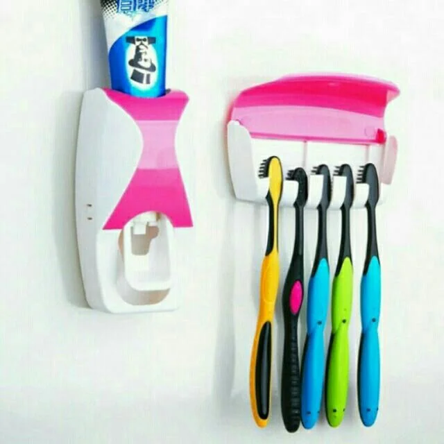 DISTRIBUTEUR AUTOMATIQUE DE DENTIFRICE AVEC PORTE-BROSSE À DENTS MURAL - Édition Compacte