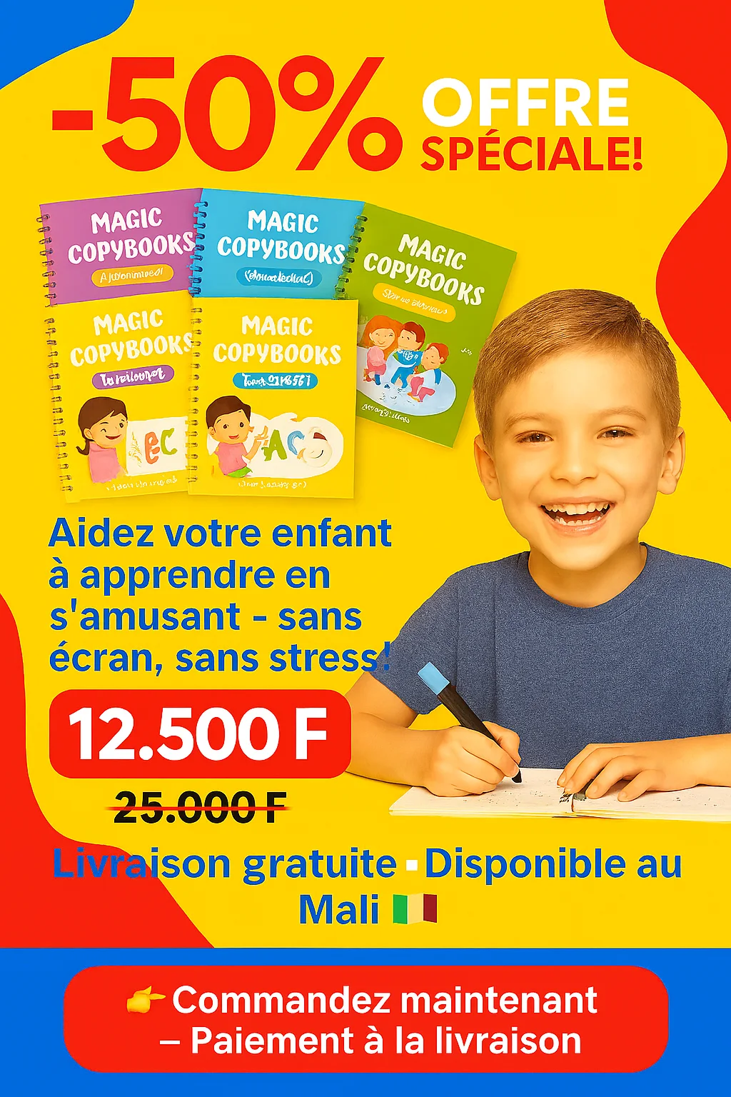 Pack 04 Cahiers d'écriture magique 3D Réutilisable à vie