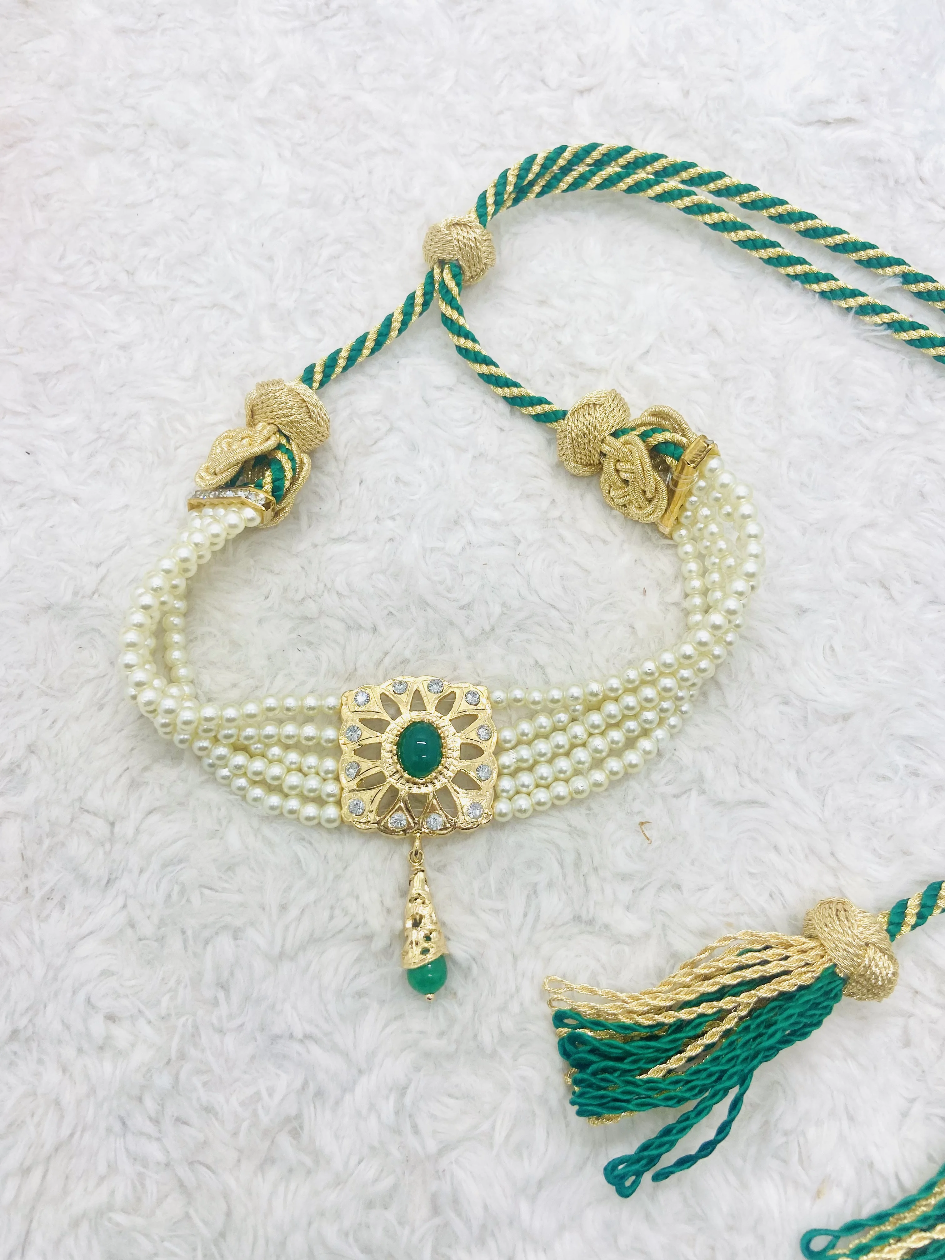 Choker blan vert+boucle