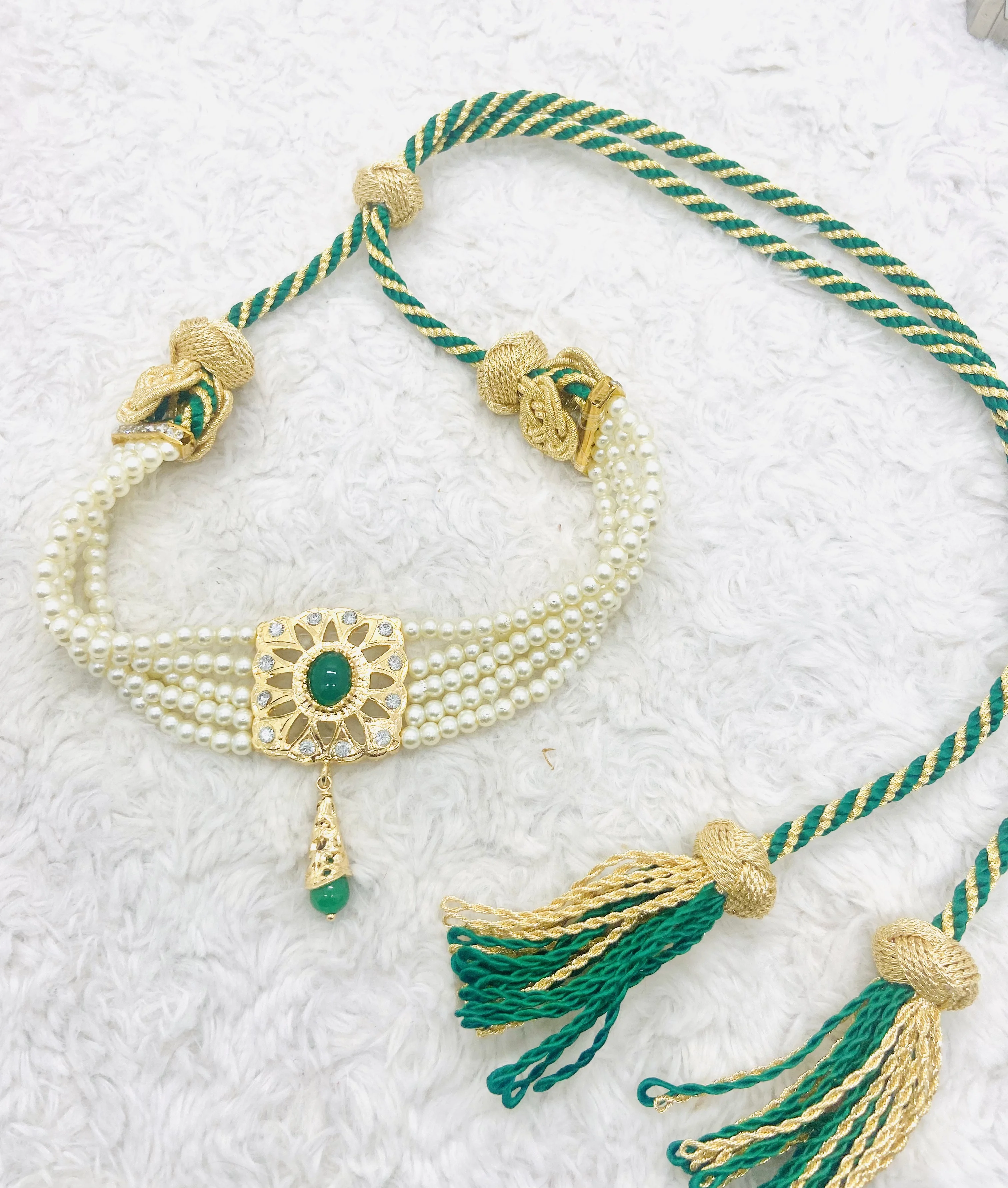 Choker blan vert+boucle