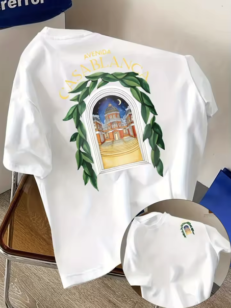 تي شيرت رجالي مطبوع على الوجهين