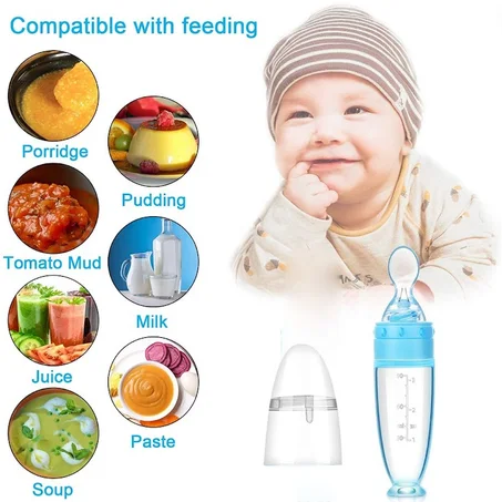 زجاجة رضاعة الأطفال مع ملعقة - Baby Feeding Bottle with Spoon