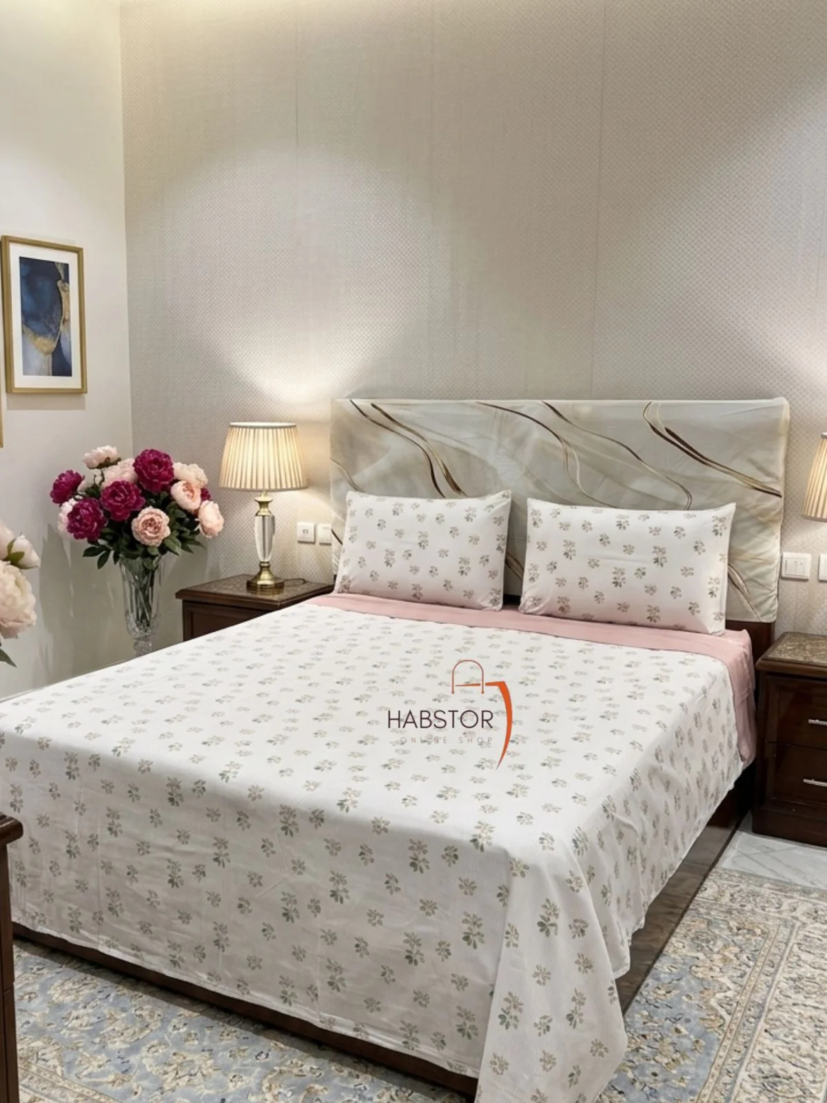 parure de lit 4p طقم غطاء السرير الفاخر 4 قطع – أناقة عصرية ونعومة فائقة