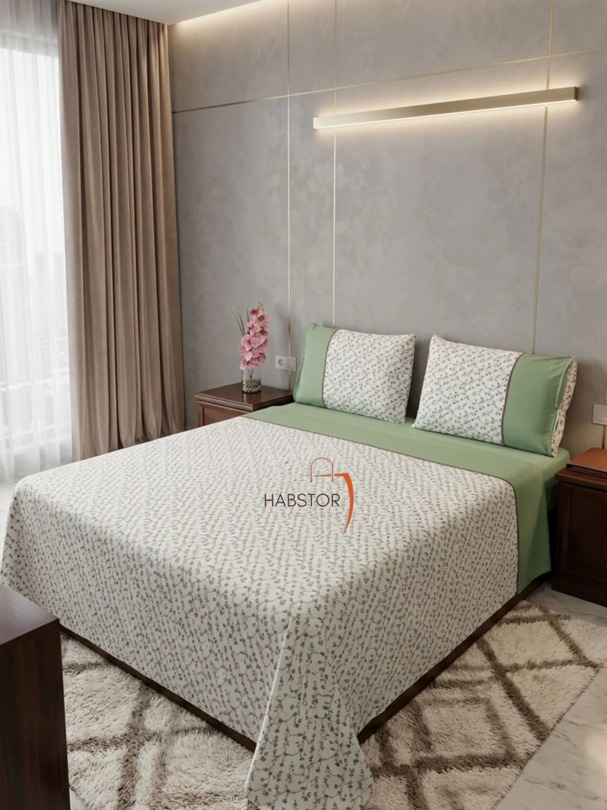 parure de lit 4p طقم غطاء السرير الفاخر 4 قطع – أناقة عصرية ونعومة فائقة