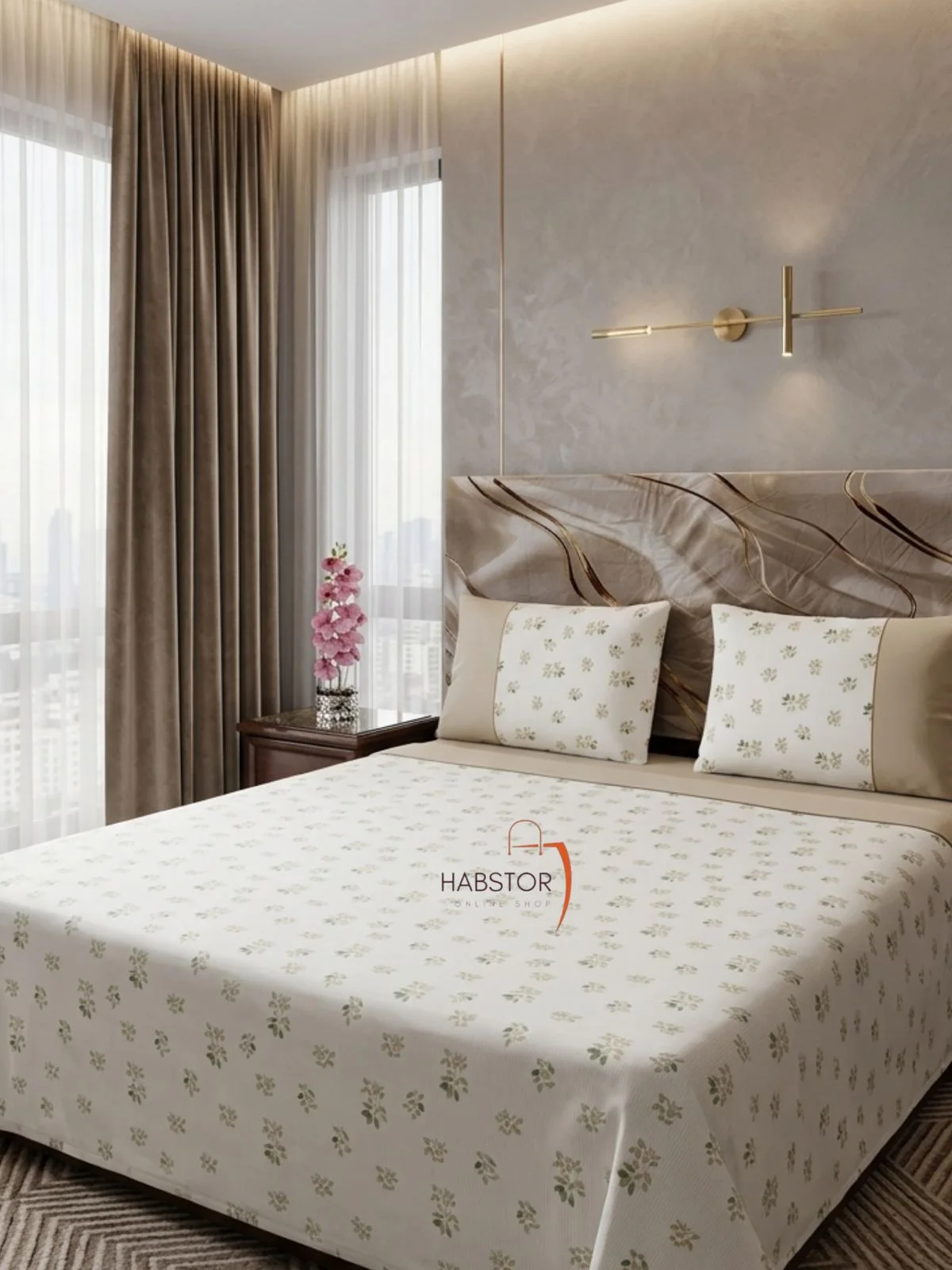 parure de lit 4p طقم غطاء السرير الفاخر 4 قطع – أناقة عصرية ونعومة فائقة