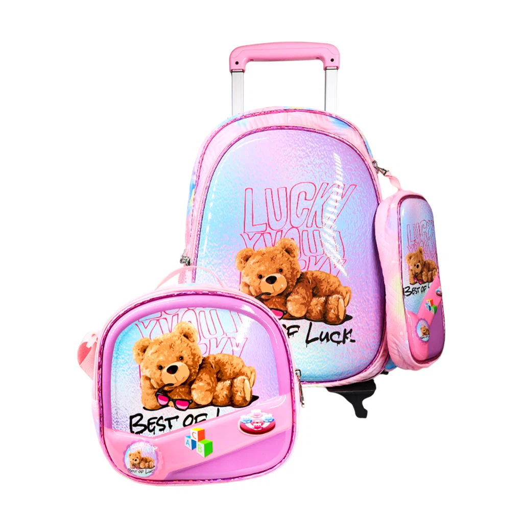 Pack Scolaire 3 Pièces Premium – Cartable à Roulettes Trolley 3D