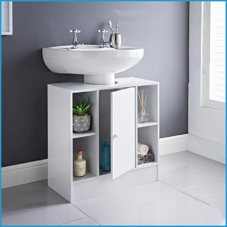 Meuble sous lavabo en MDF blanc