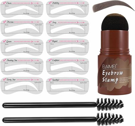 Tampon à sourcils + 10 pochoirs & 2 brosses à sourcils