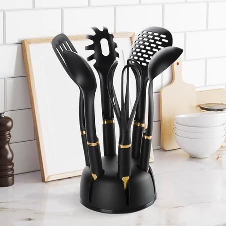 Set D'ustensiles De Cuisine 06 Pièces - Noir et Doré