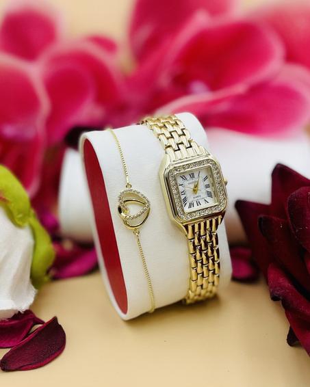 Montre et gourmette en acier inoxydable