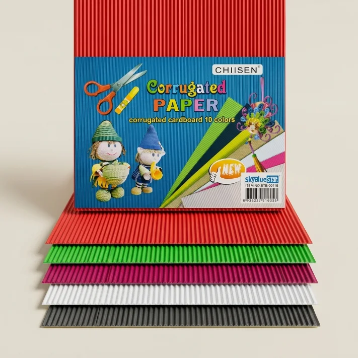 ورق مقوى مموج ملون للأشغال اليدوية (Corrugated Paper) - 10 ألوان -