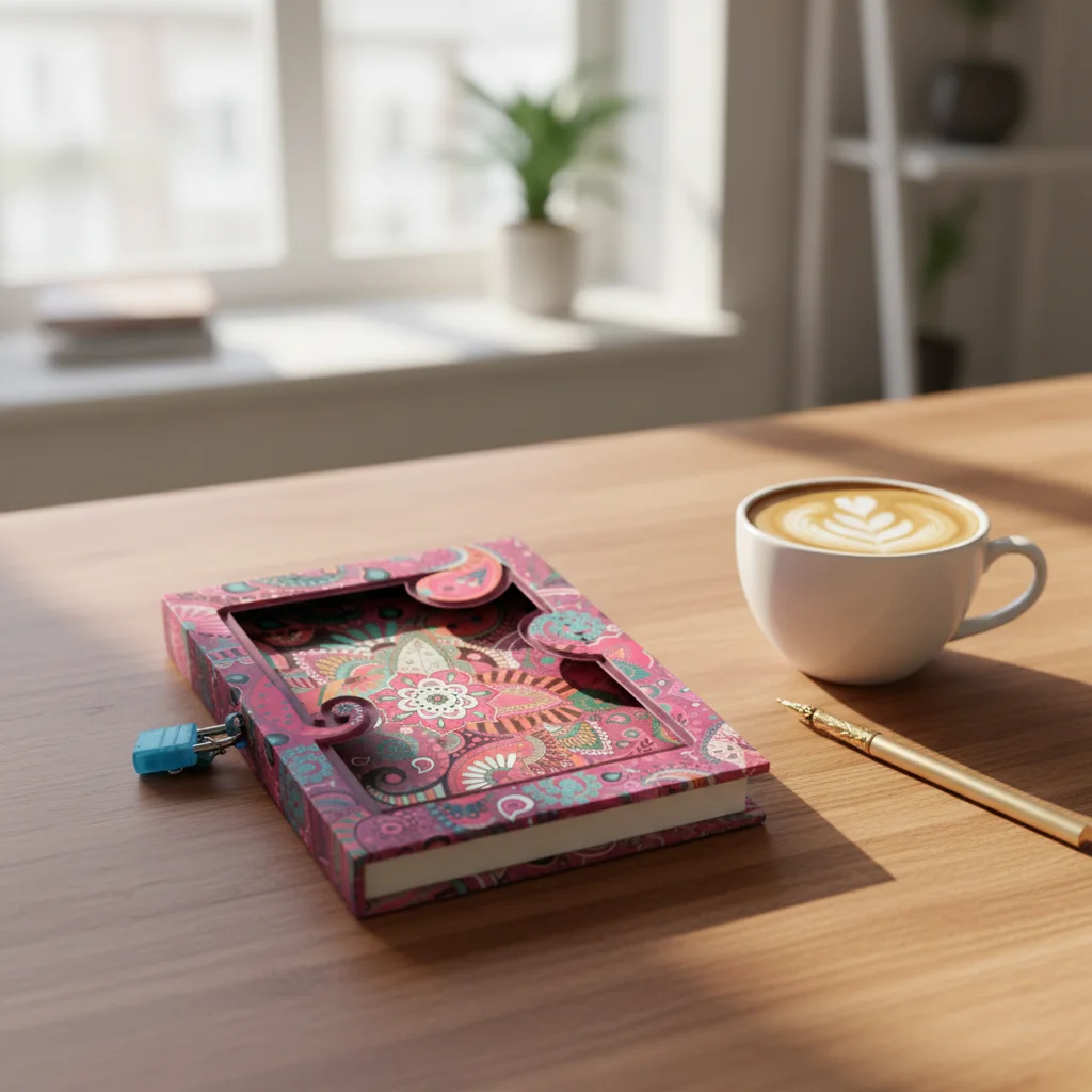 مذكرة A6 بوهيمية بقفل سري - دفتر ملاحظات مدمج.
