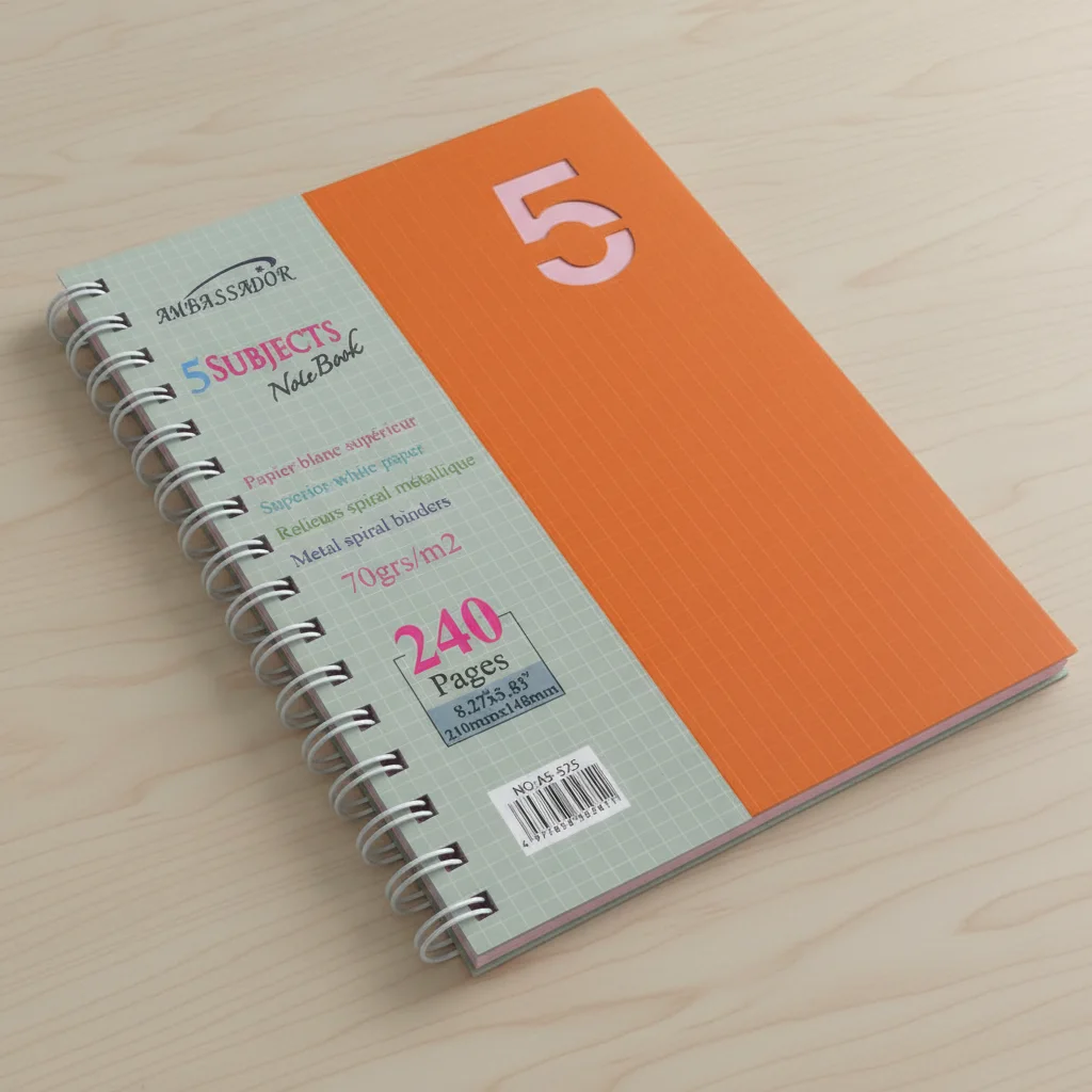 دفتر سلك Ambassador مقاس A5 - تقسيم 5 مواد - 240 p